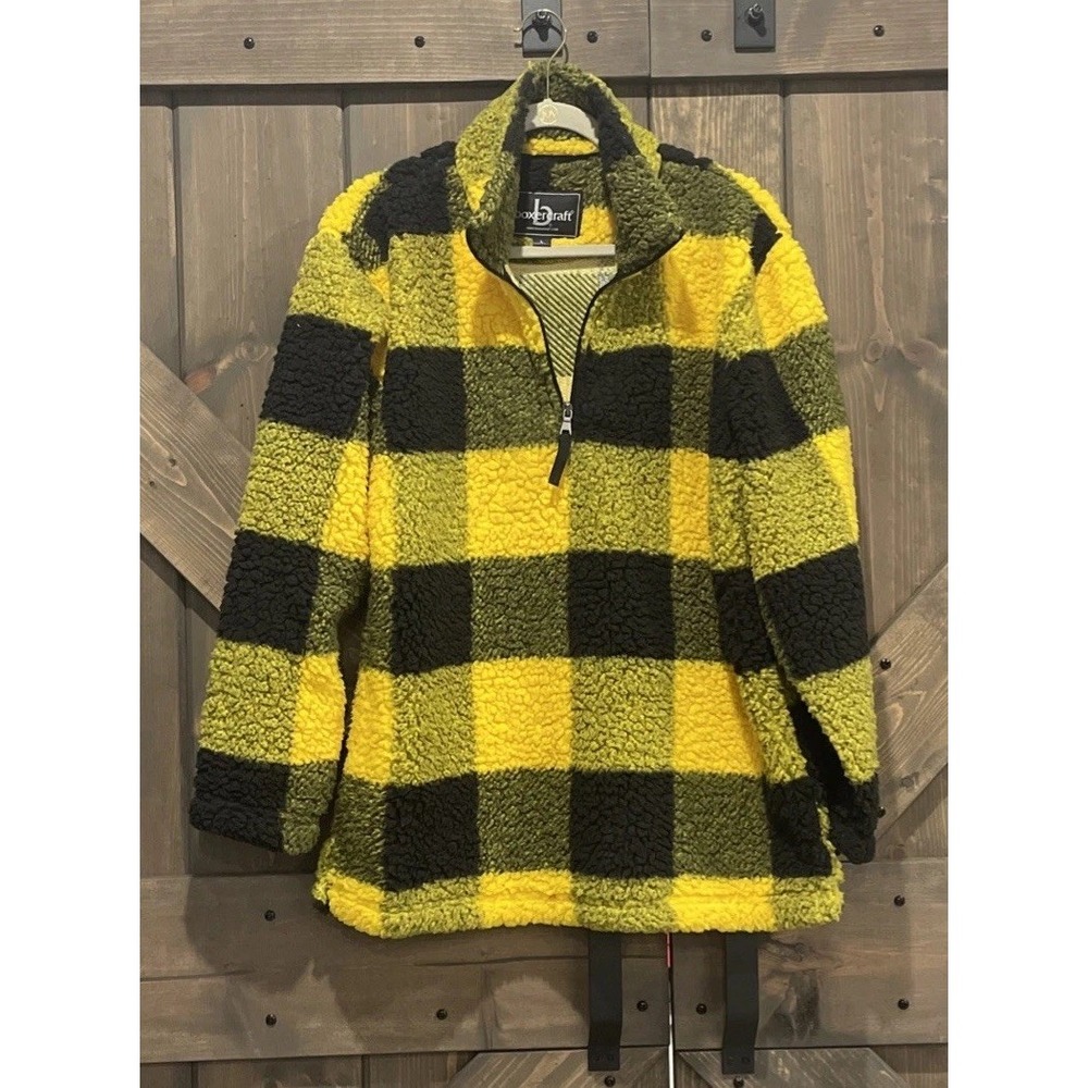 Boxercraft Sherpa Fleece Pullover 1/4 Quarter Zip Jacket Yellow Black Unisex L